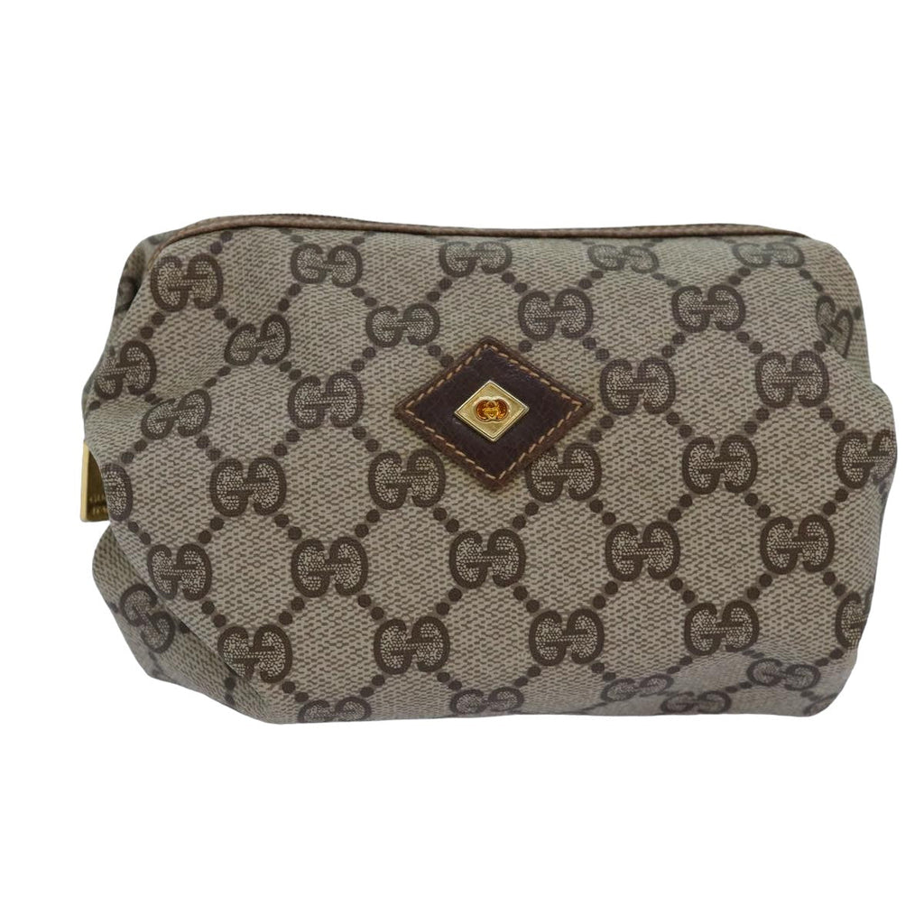 GUCCI GG Supreme Pouch PVC Leather Beige yk13742