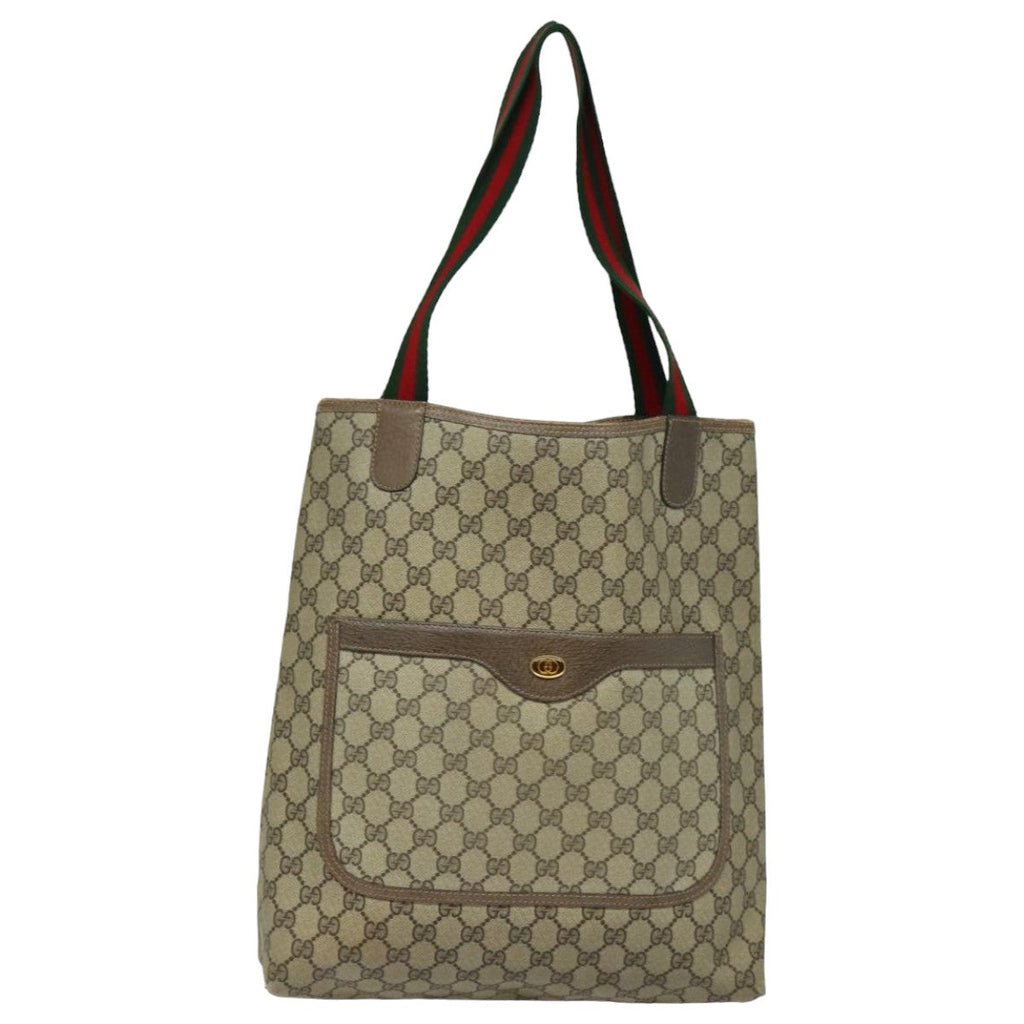 GUCCI GG Supreme Web Sherry Line Tote Bag PVC Beige Red 39 02 003 yk13752