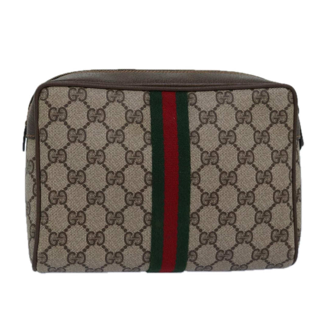 GUCCI GG Supreme Web Sherry Line Clutch Bag PVC Beige Red 63 01 012 yk13788