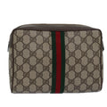 GUCCI GG Supreme Web Sherry Line Clutch Bag PVC Beige Red 63 01 012 yk13788