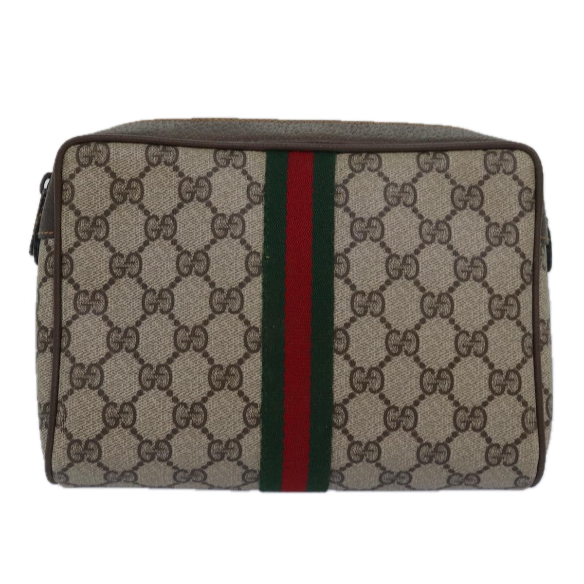 GUCCI GG Supreme Web Sherry Line Clutch Bag PVC Beige Red 63 01 012 yk13788