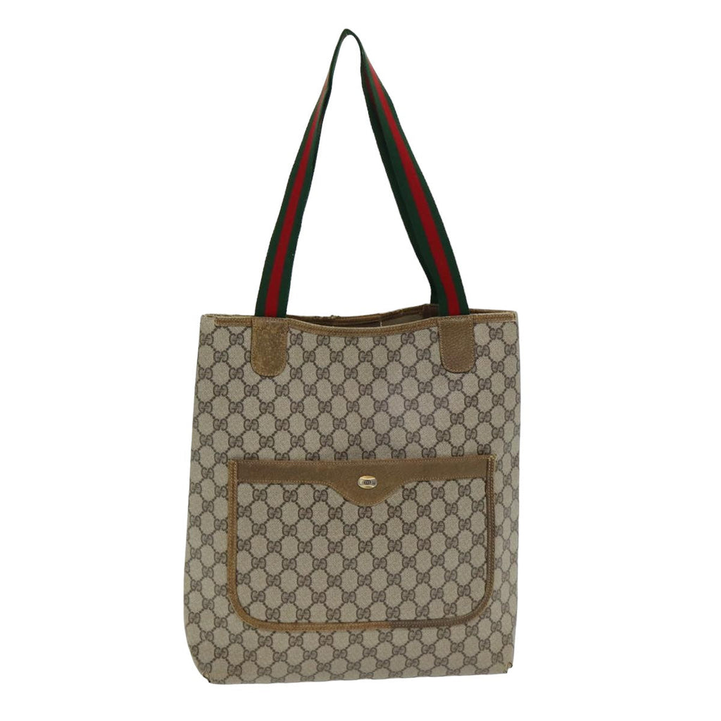 GUCCI GG Supreme Web Sherry Line Tote Bag PVC Beige Red 39 02 003 yk13803