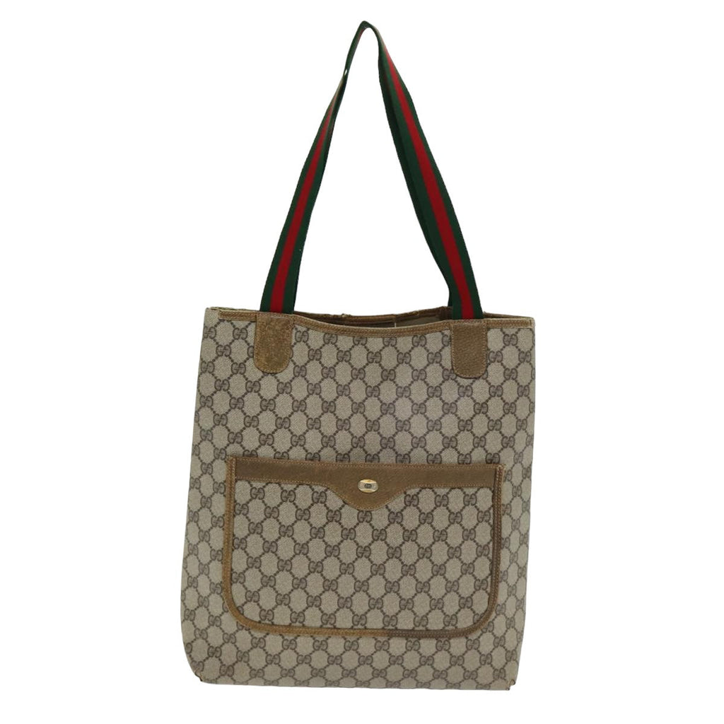 GUCCI GG Supreme Web Sherry Line Tote Bag PVC Beige Red 39 02 003 yk13803
