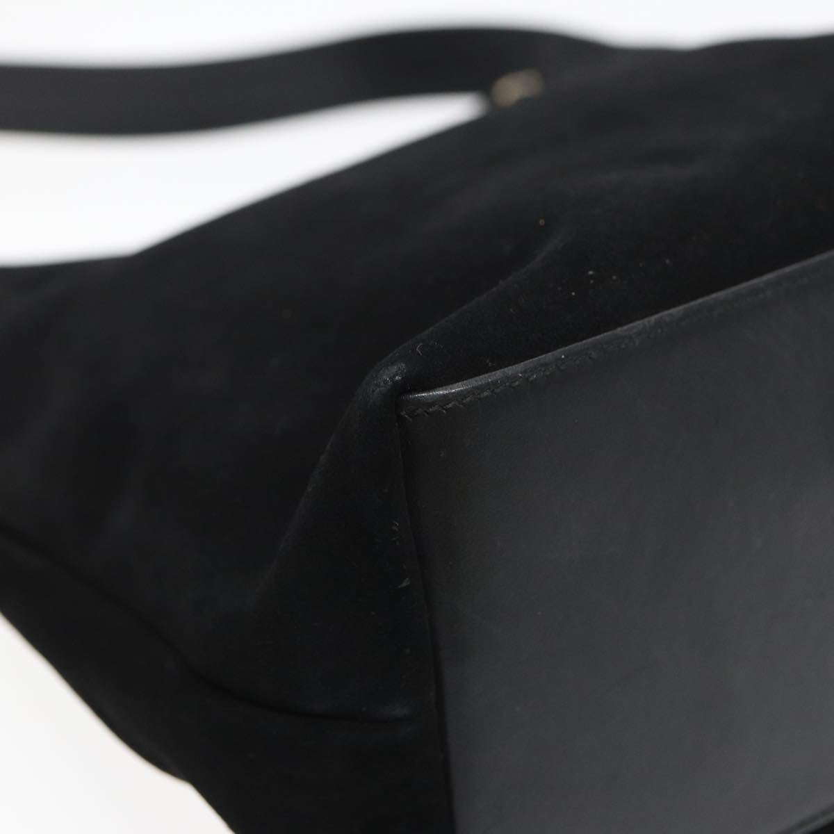 GUCCI Shoulder Bag Suede Black 001 3386 yk13807