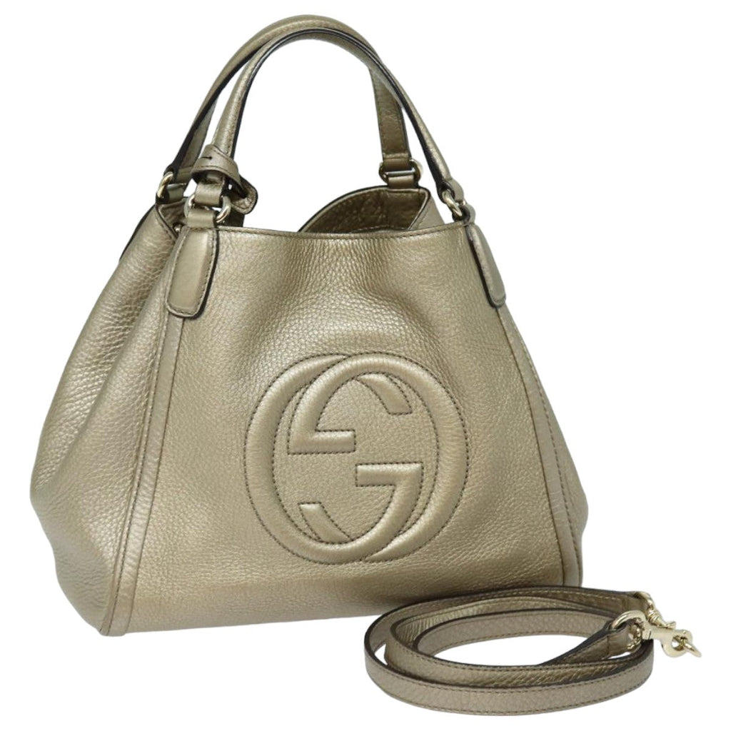 GUCCI Soho Hand Bag Leather 2way Gold 336751 yk13817
