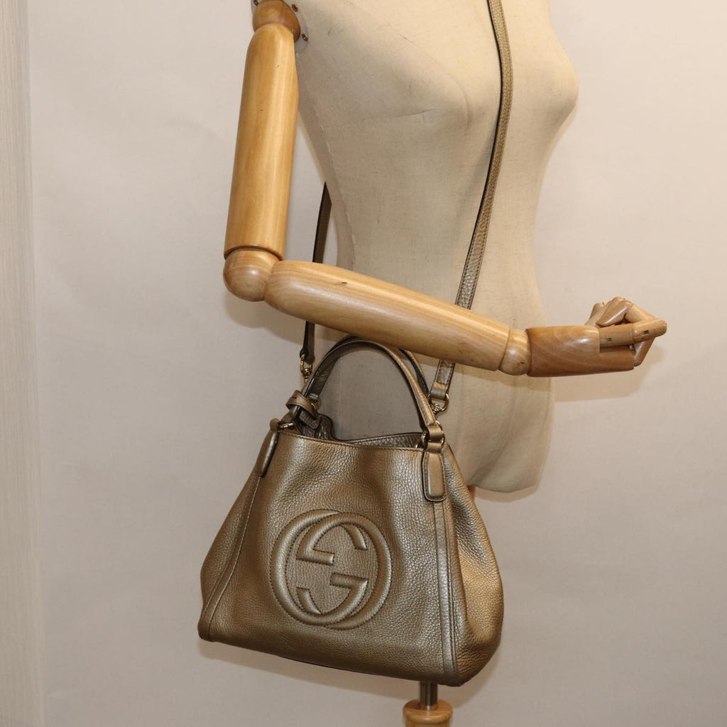 GUCCI Soho Hand Bag Leather 2way Gold 336751 yk13817
