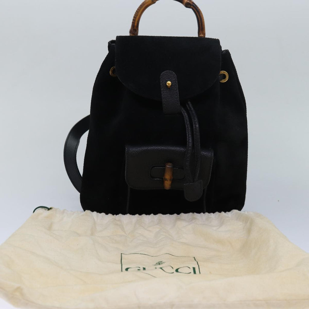 GUCCI Bamboo Backpack Suede Black 003 1956 0030 yk13819