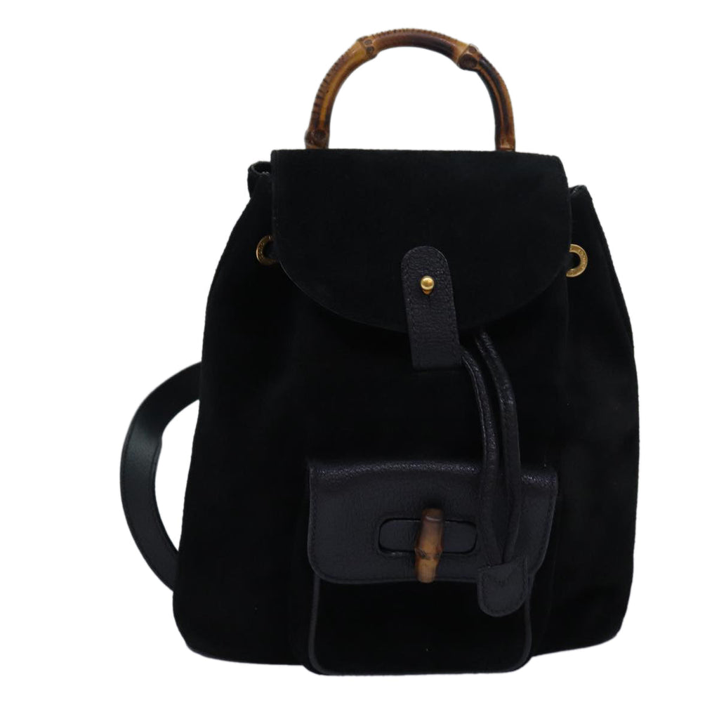 GUCCI Bamboo Backpack Suede Black 003 1956 0030 yk13819