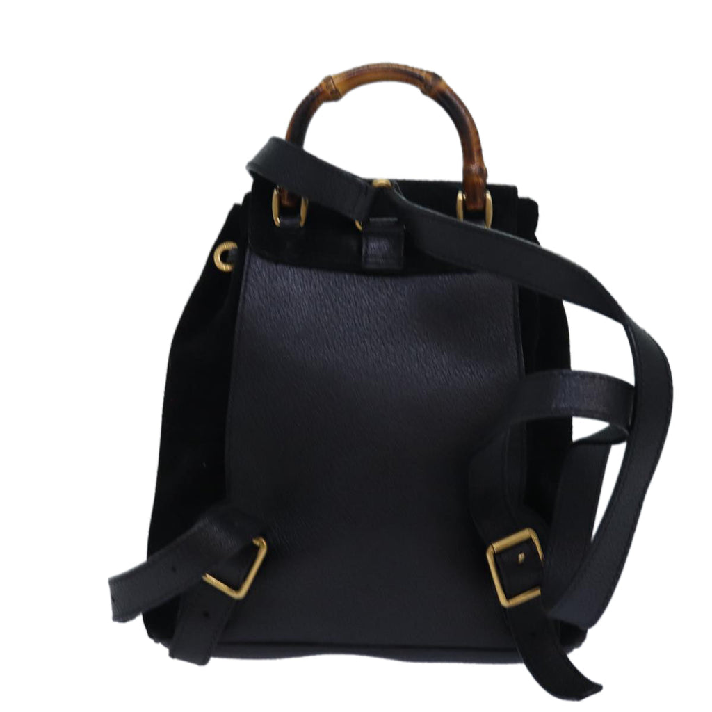 GUCCI Bamboo Backpack Suede Black 003 1956 0030 yk13819