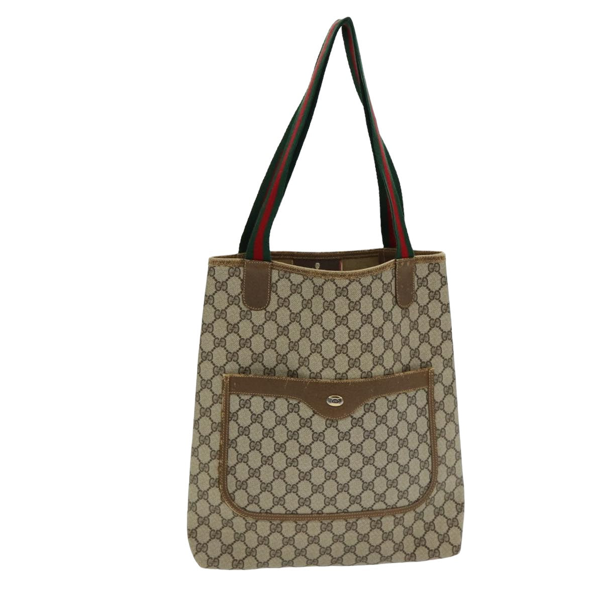 GUCCI GG Supreme Web Sherry Line Tote Bag PVC Beige Red 40 02 003 yk13821