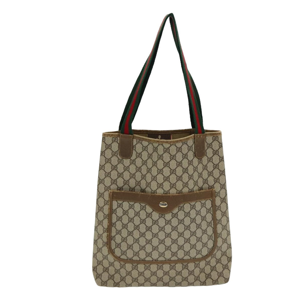 GUCCI GG Supreme Web Sherry Line Tote Bag PVC Beige Red 40 02 003 yk13821