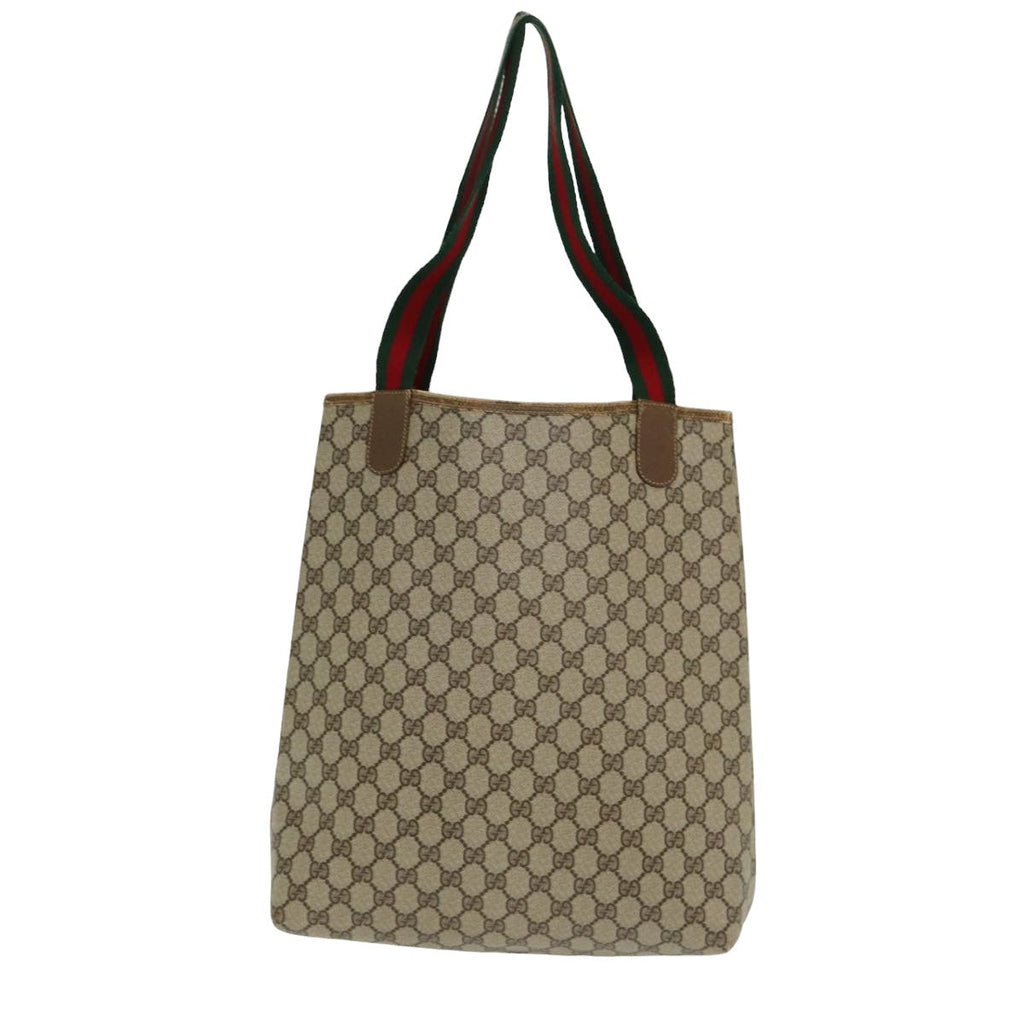 GUCCI GG Supreme Web Sherry Line Tote Bag PVC Beige Red 40 02 003 yk13821