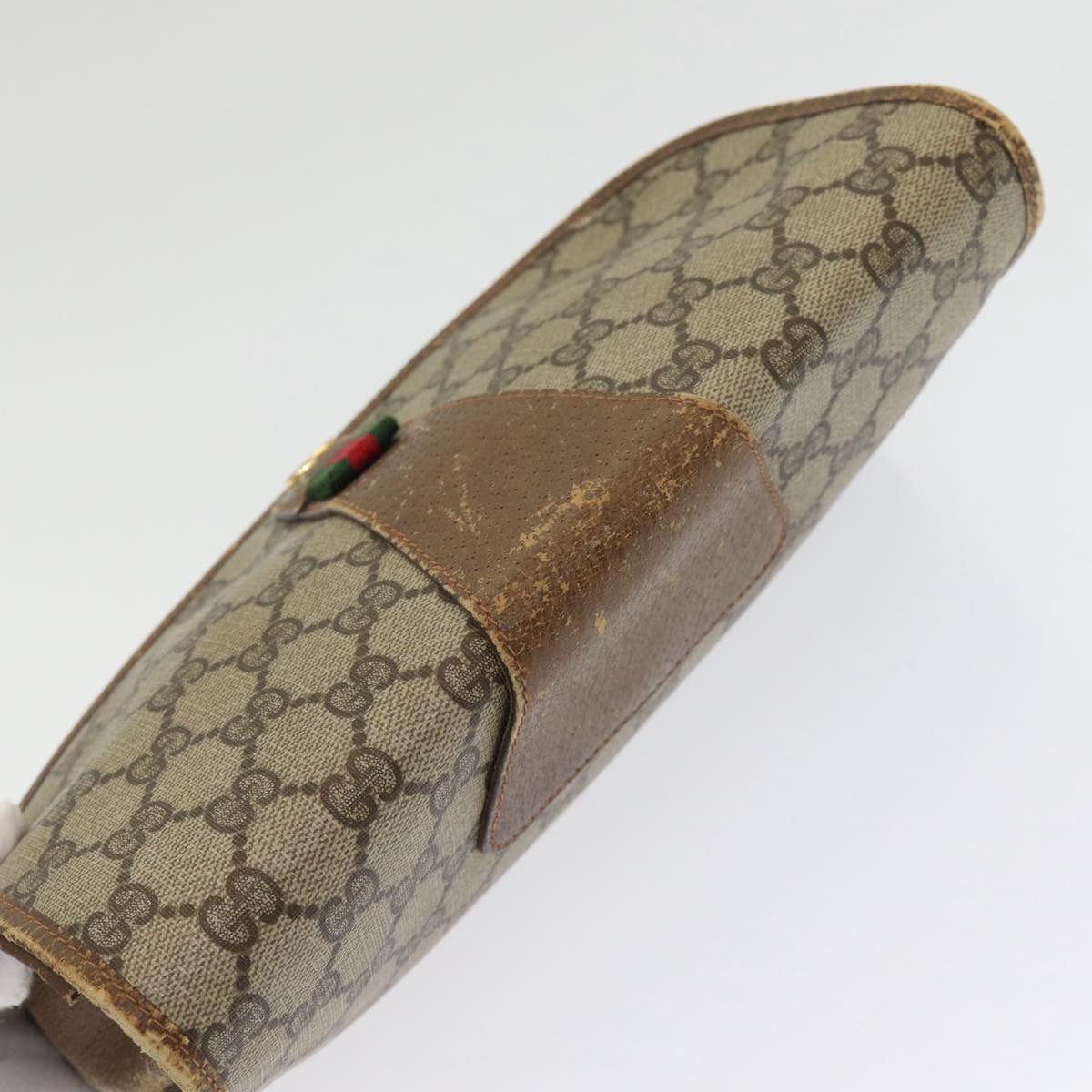 GUCCI GG Supreme Web Sherry Line Clutch Bag PVC Beige Red 89 01 030 yk13877