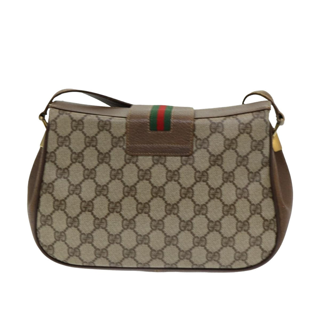 GUCCI GG Supreme Web Sherry Line Shoulder Bag PVC Beige 116 02 076 yk13885