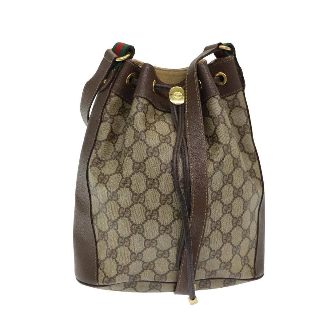 GUCCI GG Supreme Web Sherry Line Shoulder Bag PVC Beige 164 02 034 yk13895