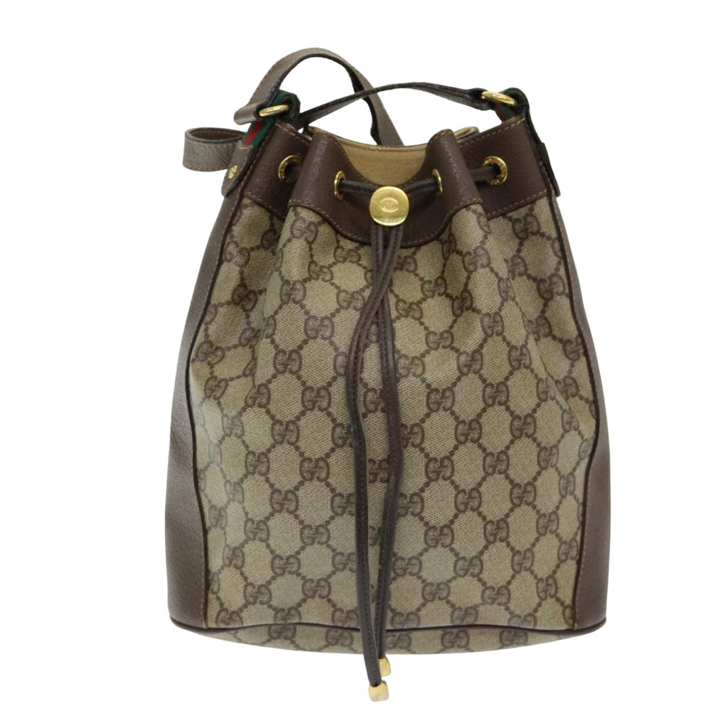 GUCCI GG Supreme Web Sherry Line Shoulder Bag PVC Beige 164 02 034 yk13895