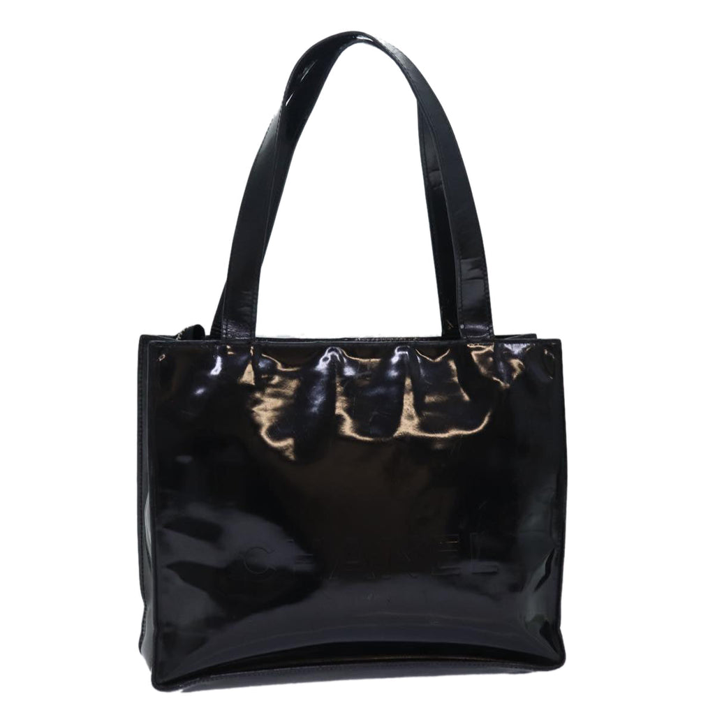 CHANEL Tote Bag Enamel Black CC yk13900