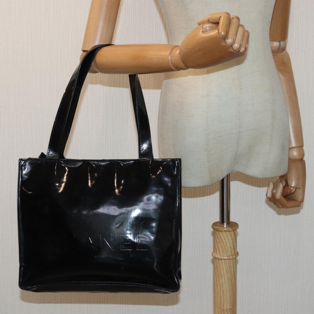 CHANEL Tote Bag Enamel Black CC yk13900