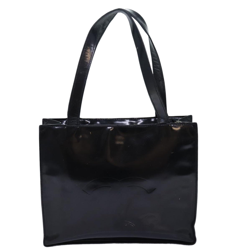 CHANEL Tote Bag Enamel Black CC yk13900