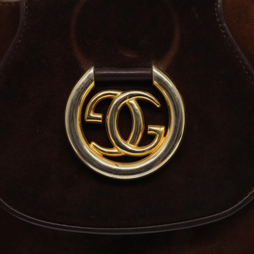 GUCCI Chain Shoulder Bag Suede Brown yk13962