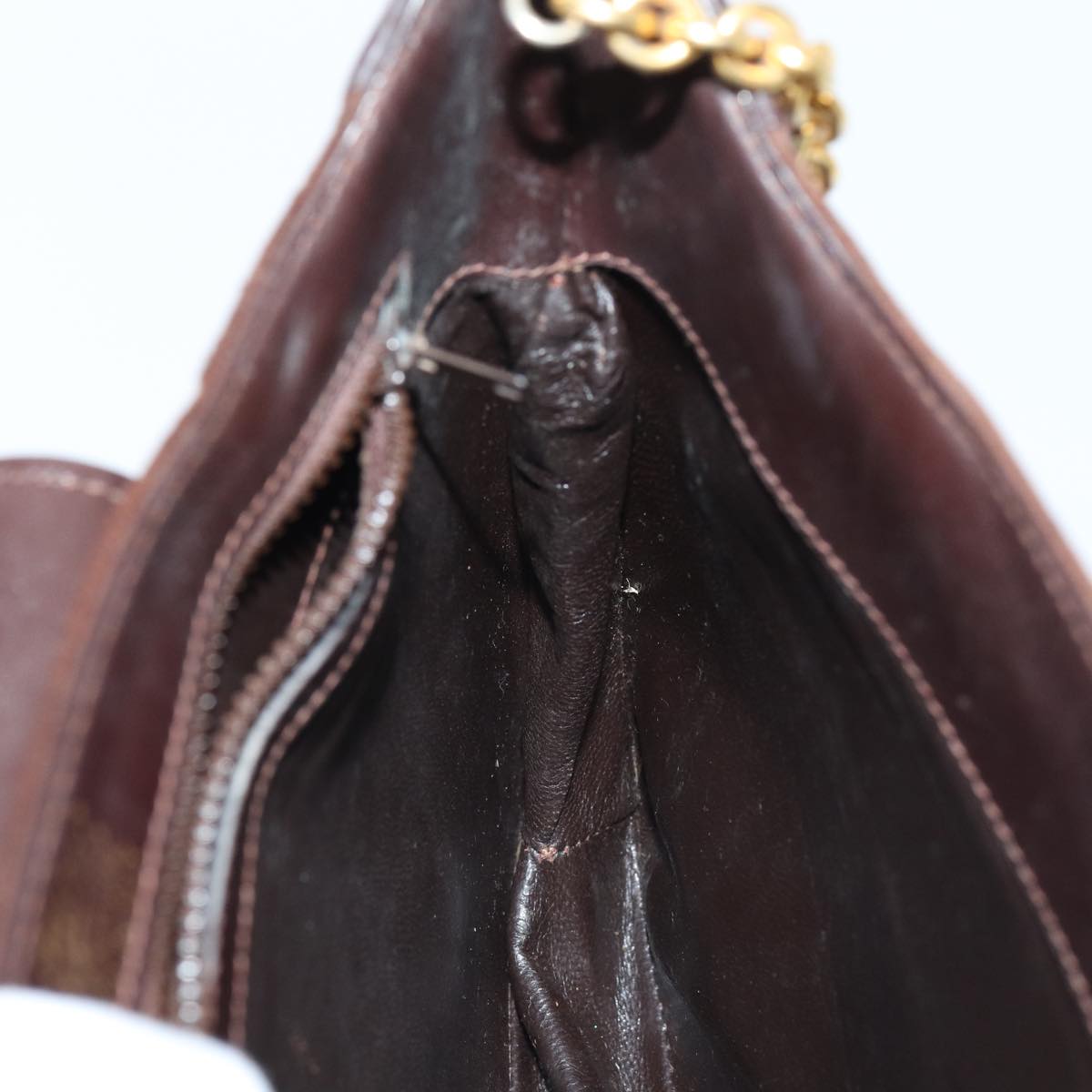 GUCCI Chain Shoulder Bag Suede Brown yk13962