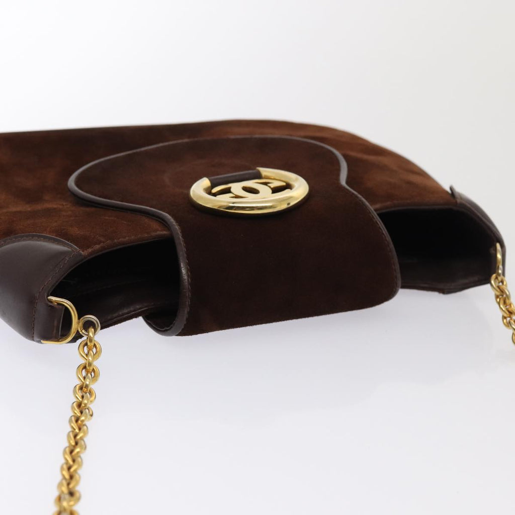 GUCCI Chain Shoulder Bag Suede Brown yk13962