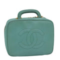 CHANEL Vanity COCO Mark Hand Bag Caviar Skin Emerald Green CC yk13974A