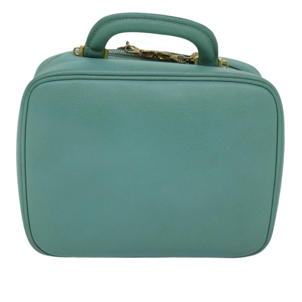 CHANEL Vanity COCO Mark Hand Bag Caviar Skin Emerald Green CC yk13974A