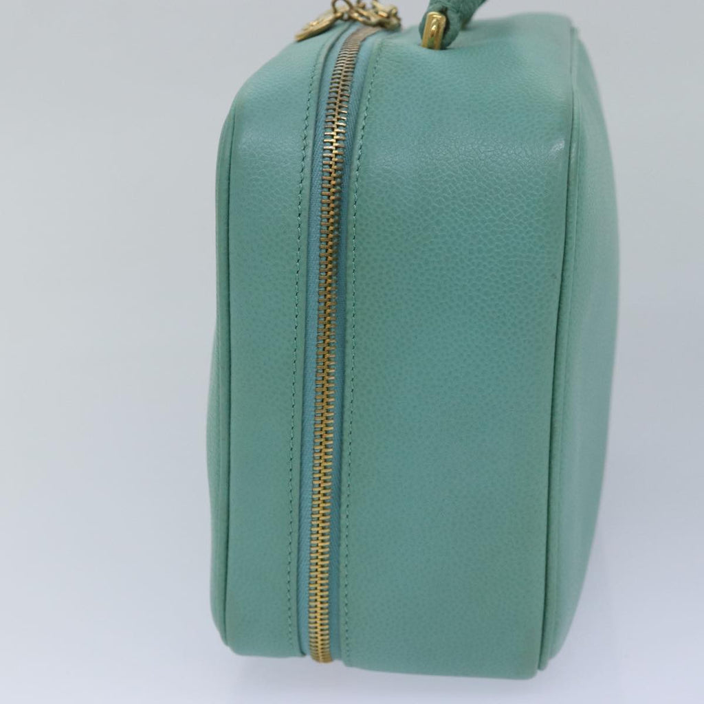 CHANEL Vanity COCO Mark Hand Bag Caviar Skin Emerald Green CC yk13974A