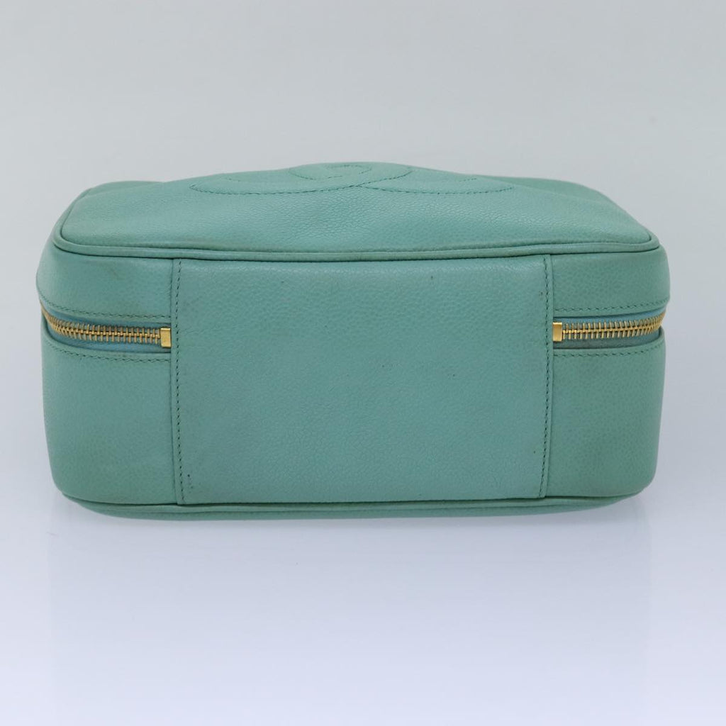 CHANEL Vanity COCO Mark Hand Bag Caviar Skin Emerald Green CC yk13974A
