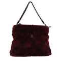 CHANEL COCO Mark Chain Hand Bag Canvas Wine Red CC yk13976A
