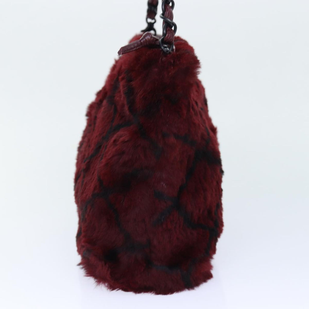 CHANEL COCO Mark Chain Hand Bag Canvas Wine Red CC yk13976A