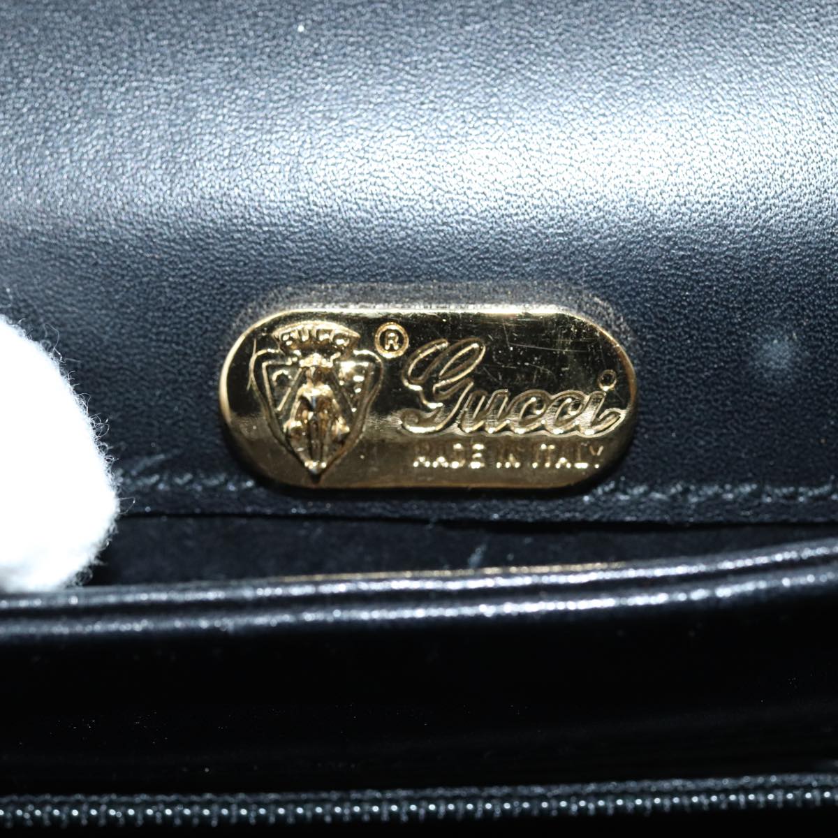 GUCCI Bamboo Hand Bag Patent leather Black yk13994