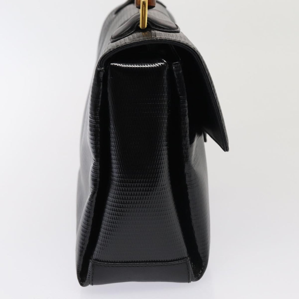 GUCCI Bamboo Hand Bag Patent leather Black yk13994