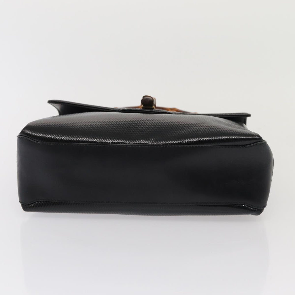 GUCCI Bamboo Hand Bag Patent leather Black yk13994