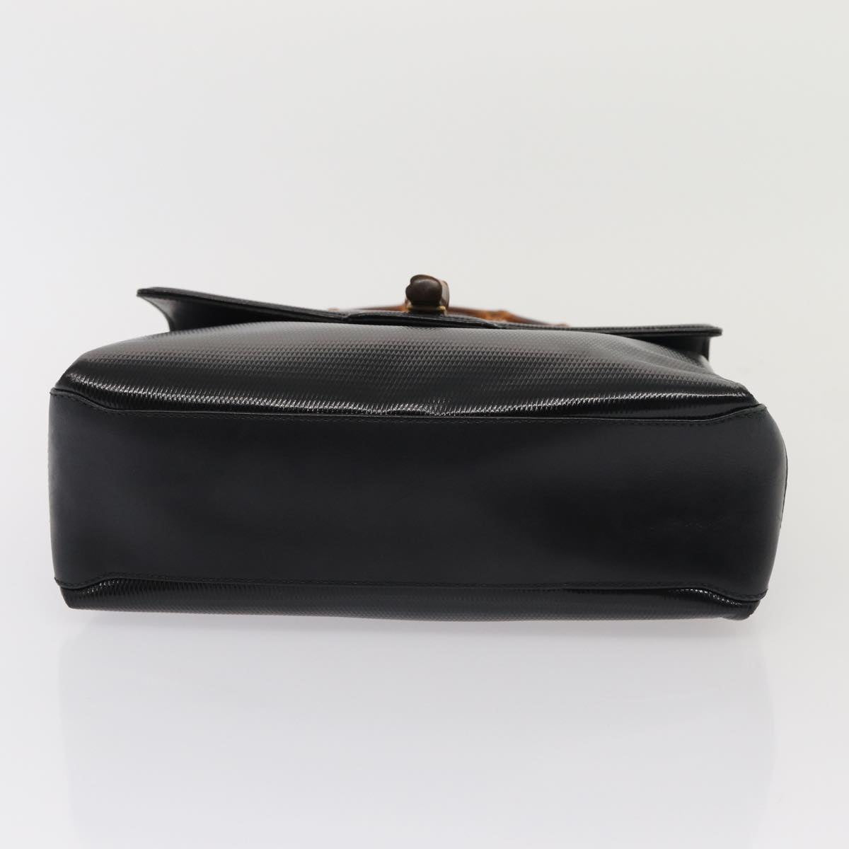 GUCCI Bamboo Hand Bag Patent leather Black yk13994
