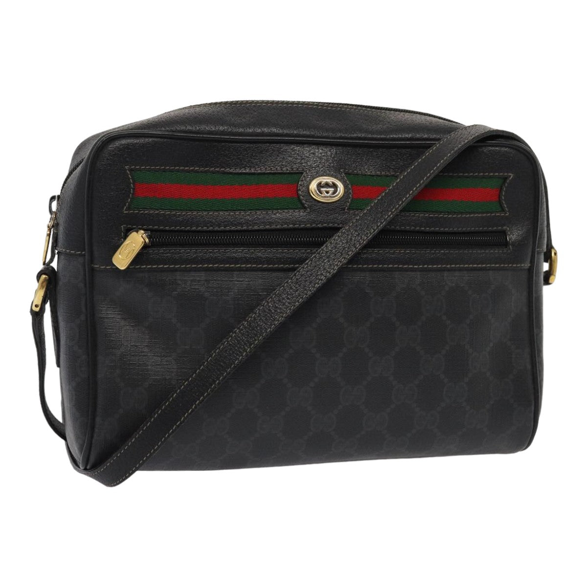 GUCCI GG Canvas Web Sherry Line Bag Black Red Green 98 02 088 yk13996