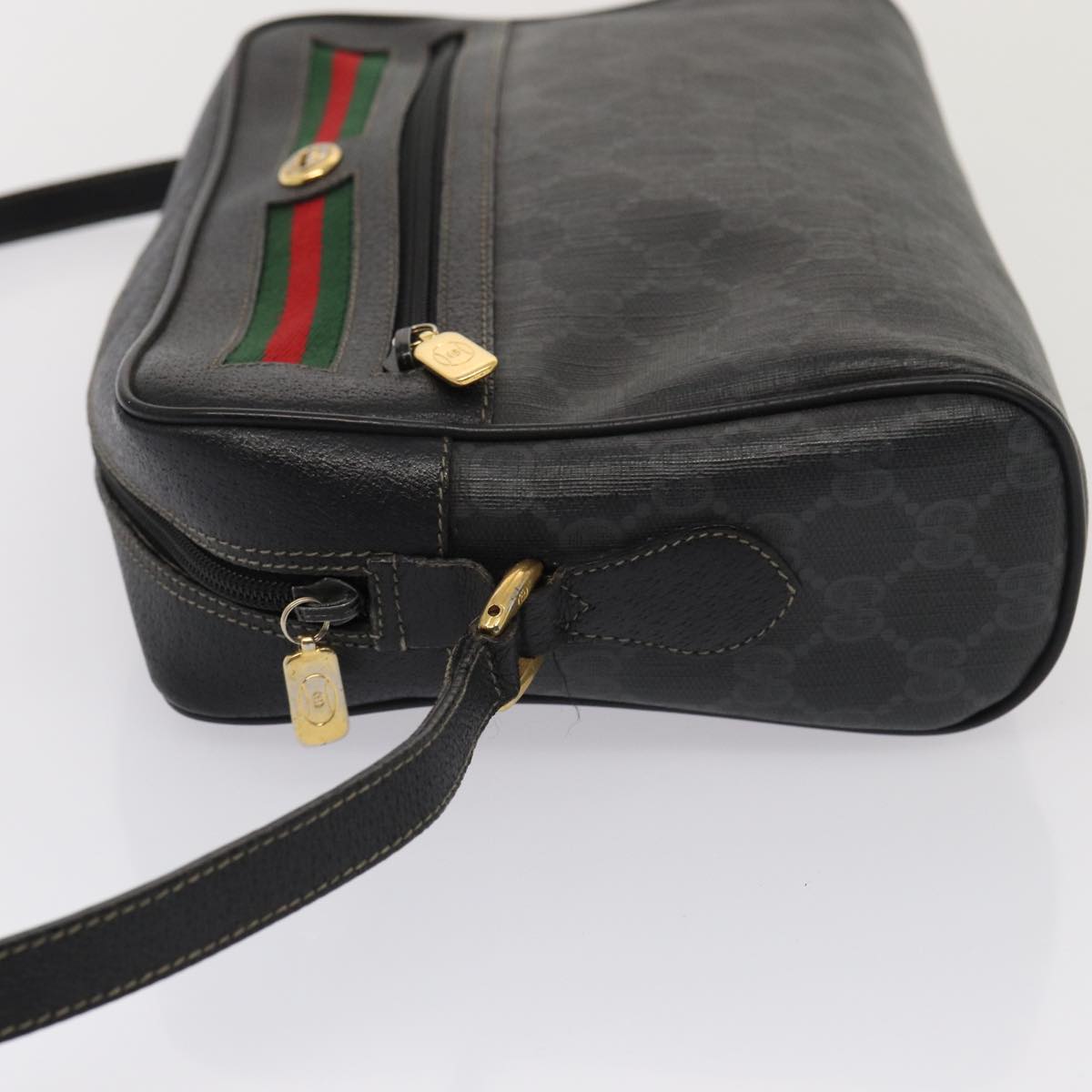 GUCCI GG Canvas Web Sherry Line Bag Black Red Green 98 02 088 yk13996