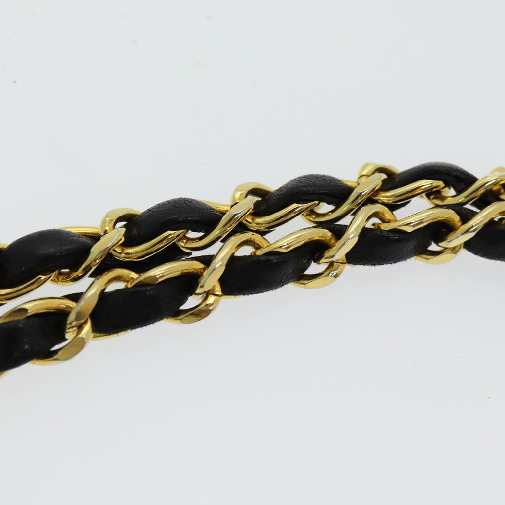 CHANEL Matelasse 25 Turn Lock Chain Hand Bag Lamb Skin Black CC yk14030A