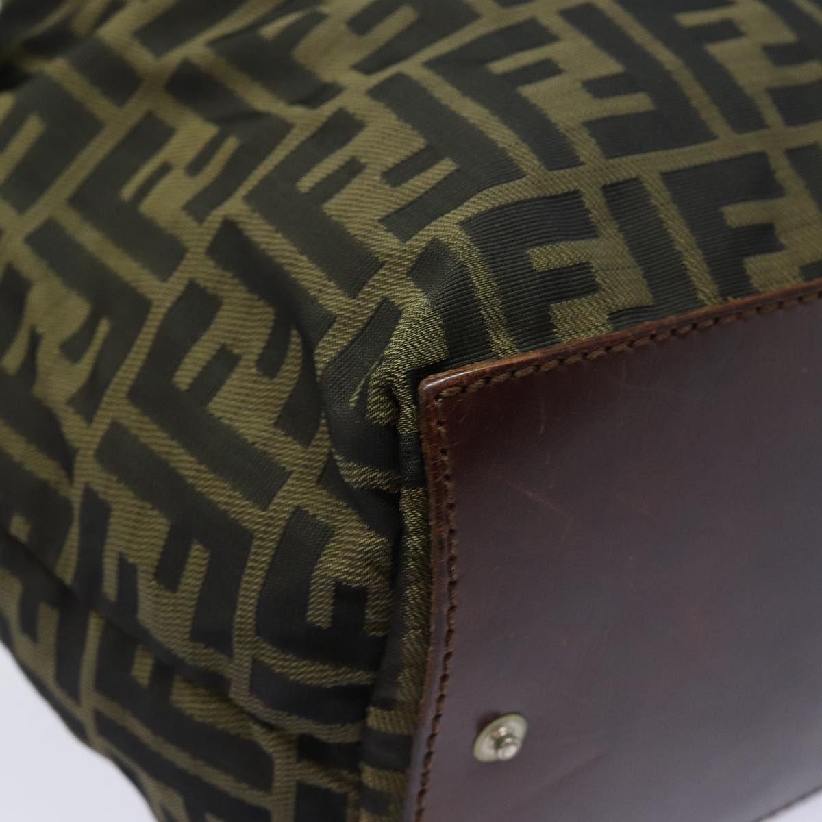 FENDI Zucca Canvas Hand Bag Brown Black yk14048