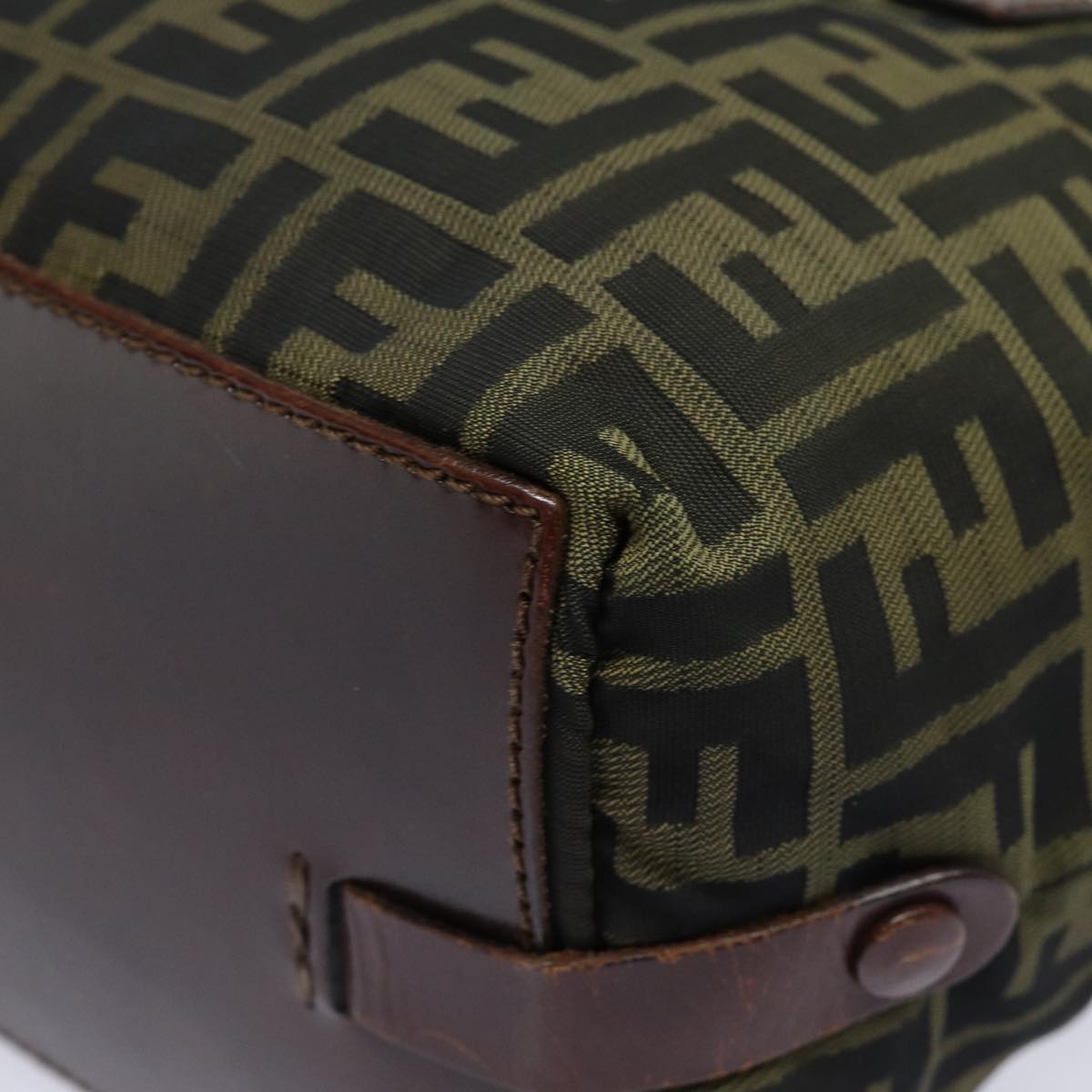 FENDI Zucca Canvas Hand Bag Brown Black yk14048