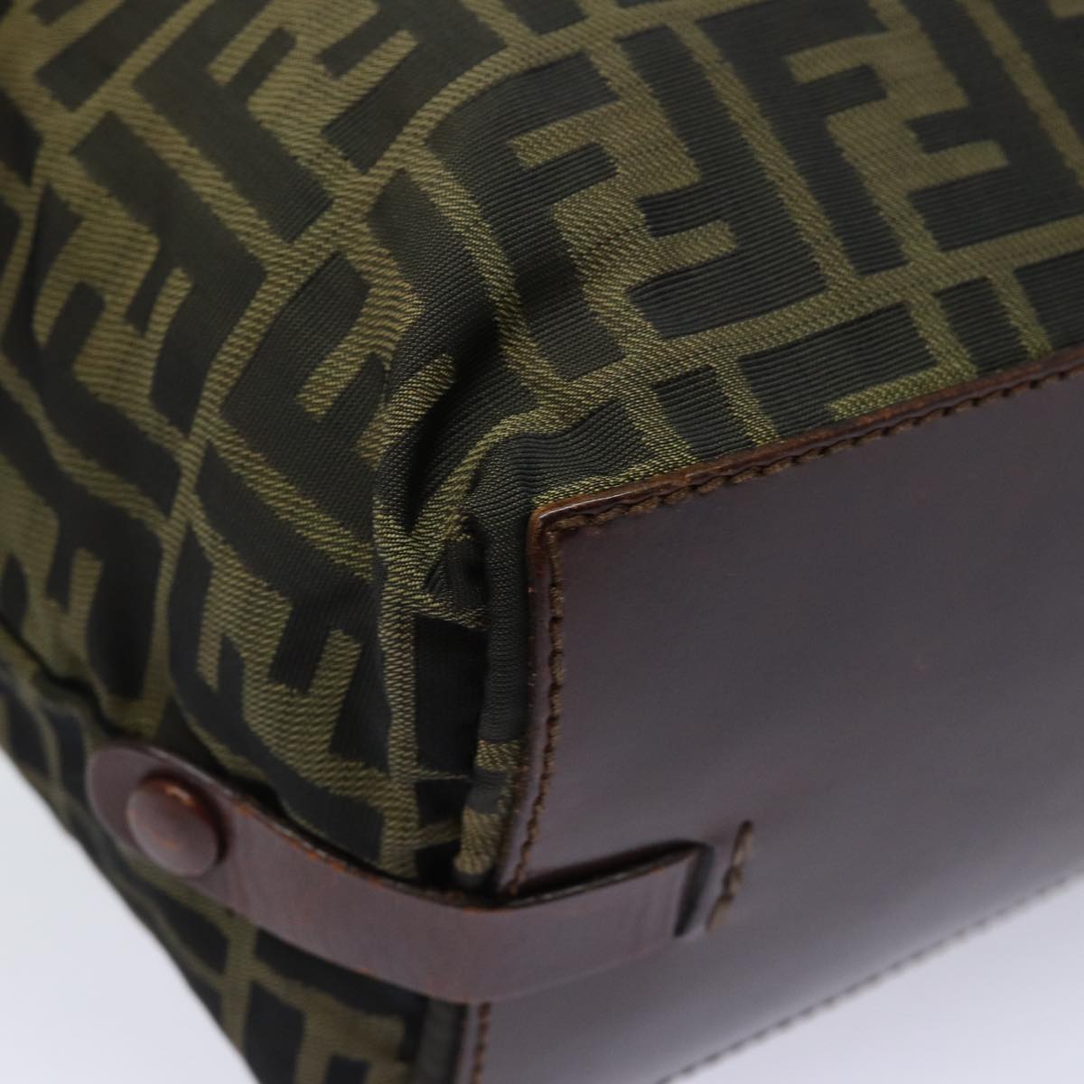 FENDI Zucca Canvas Hand Bag Brown Black yk14048