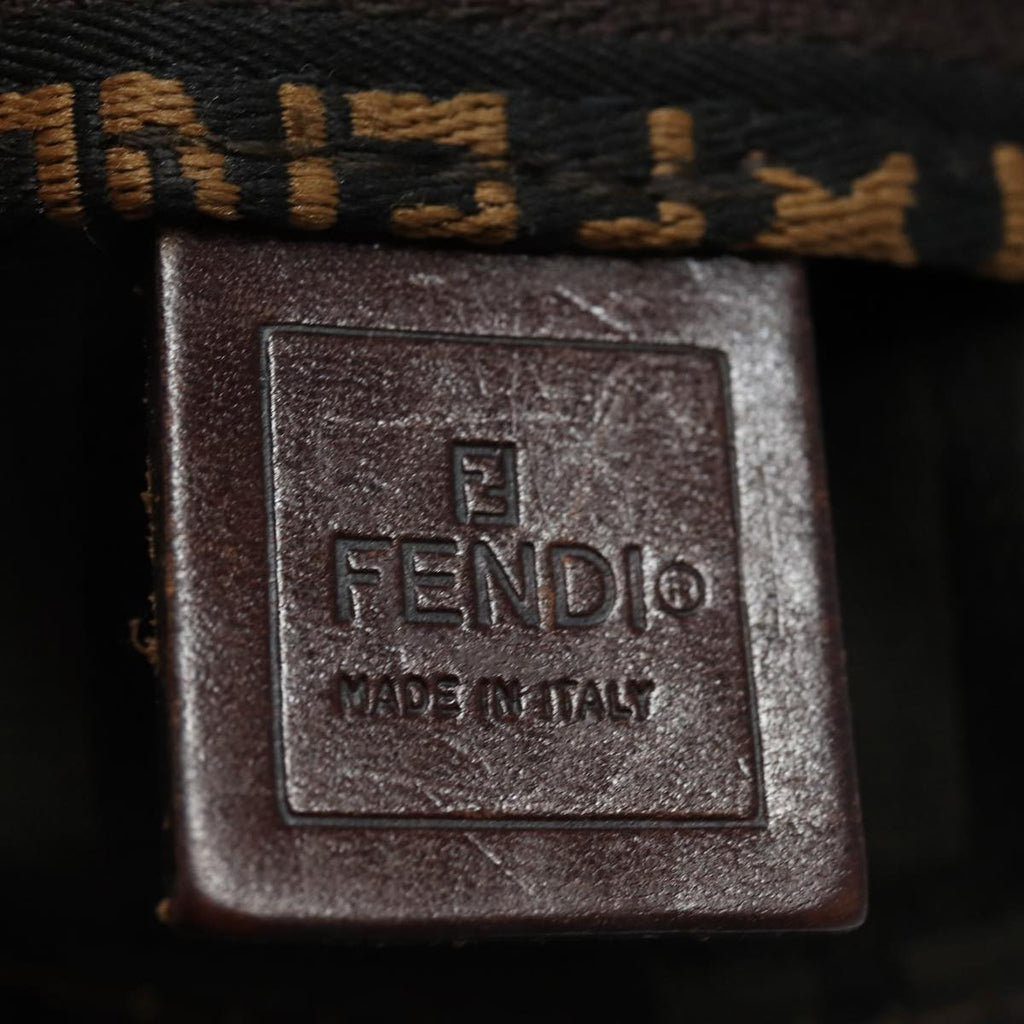 FENDI Zucca Canvas Hand Bag Brown Black yk14048