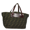 FENDI Zucca Canvas Hand Bag Brown Black yk14048
