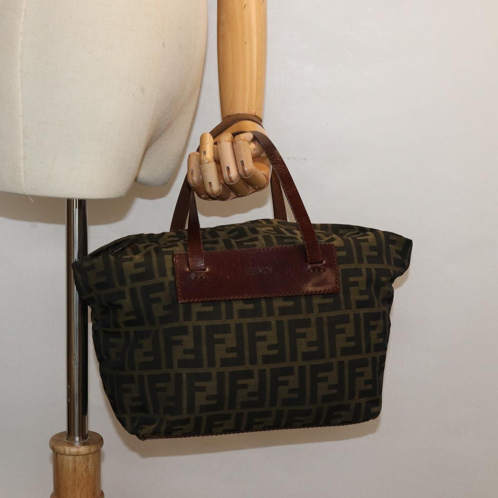 FENDI Zucca Canvas Hand Bag Brown Black yk14048