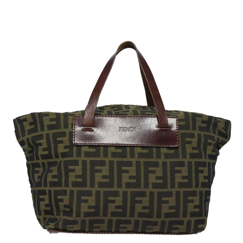 FENDI Zucca Canvas Hand Bag Brown Black yk14048