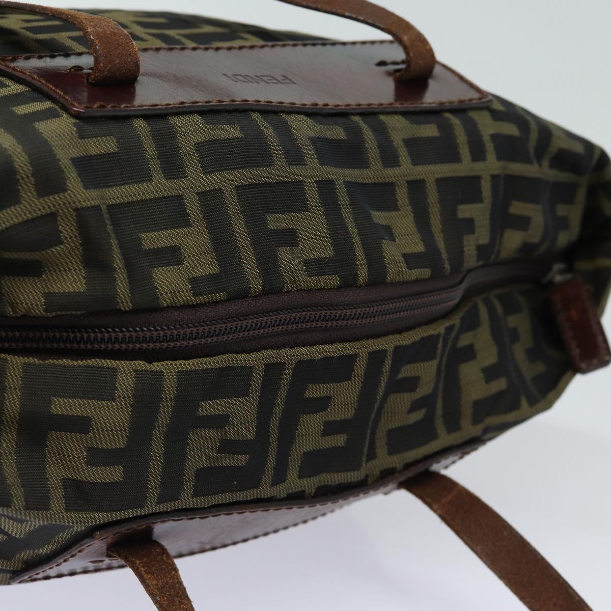 FENDI Zucca Canvas Hand Bag Brown Black yk14048