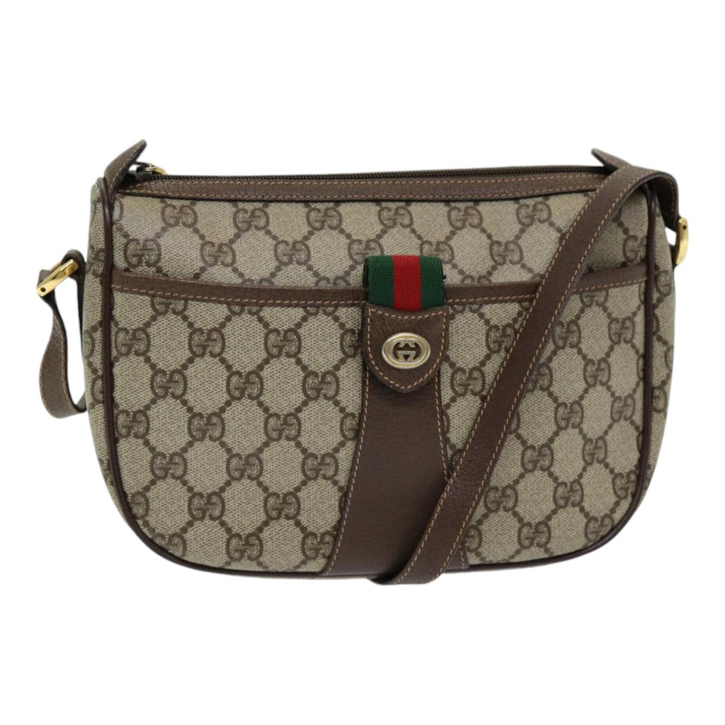 GUCCI GG Supreme Web Sherry Line Shoulder Bag PVC Beige 89 02 032 yk14049