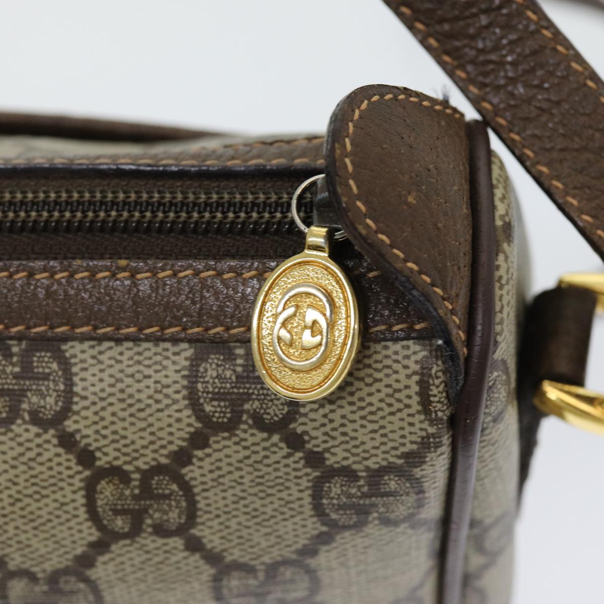 GUCCI GG Supreme Web Sherry Line Shoulder Bag PVC Beige 89 02 032 yk14049