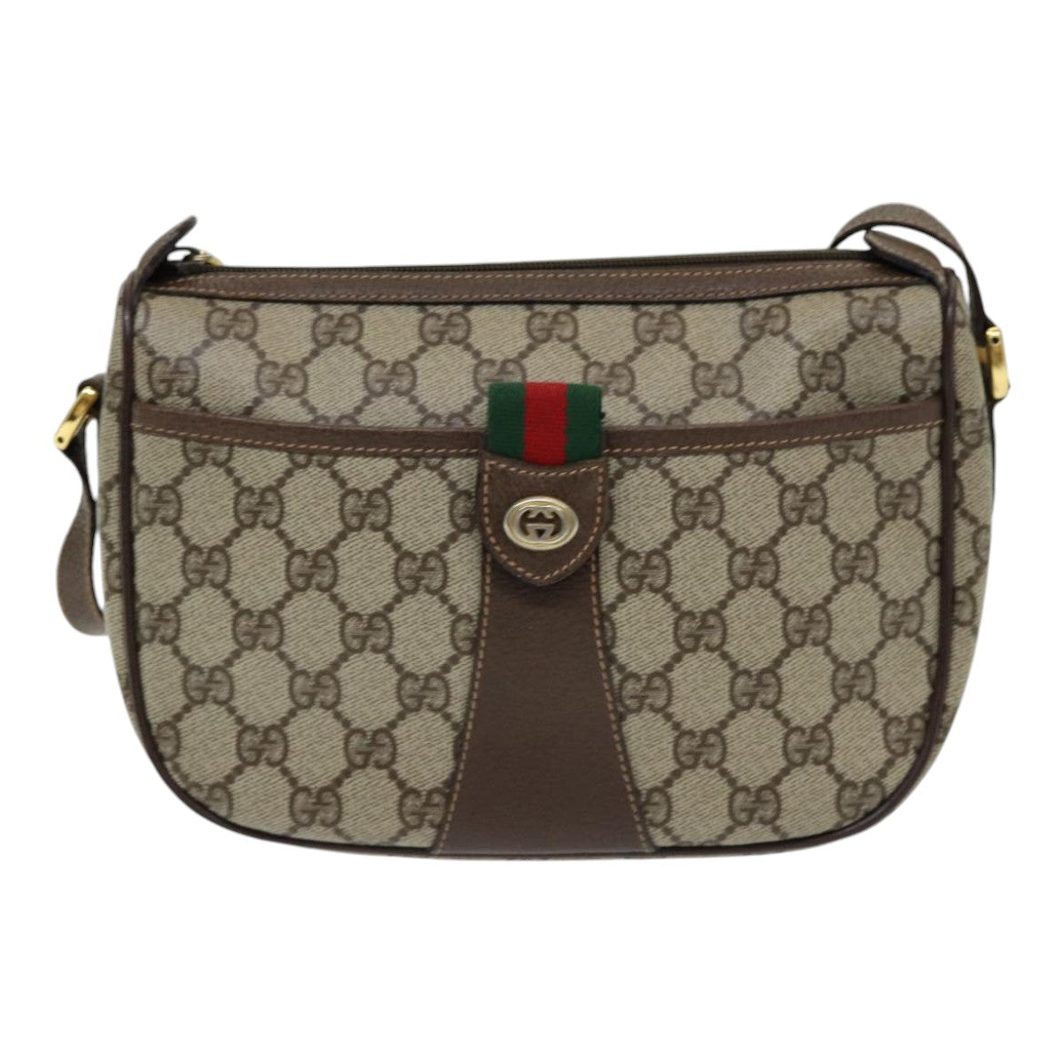GUCCI GG Supreme Web Sherry Line Shoulder Bag PVC Beige 89 02 032 yk14049